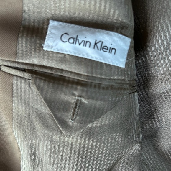 Calvin Klein Men Tan Wool Blend Blazer Suit Jacket Sport Coat Men's Size 44R - Picture 5 of 11